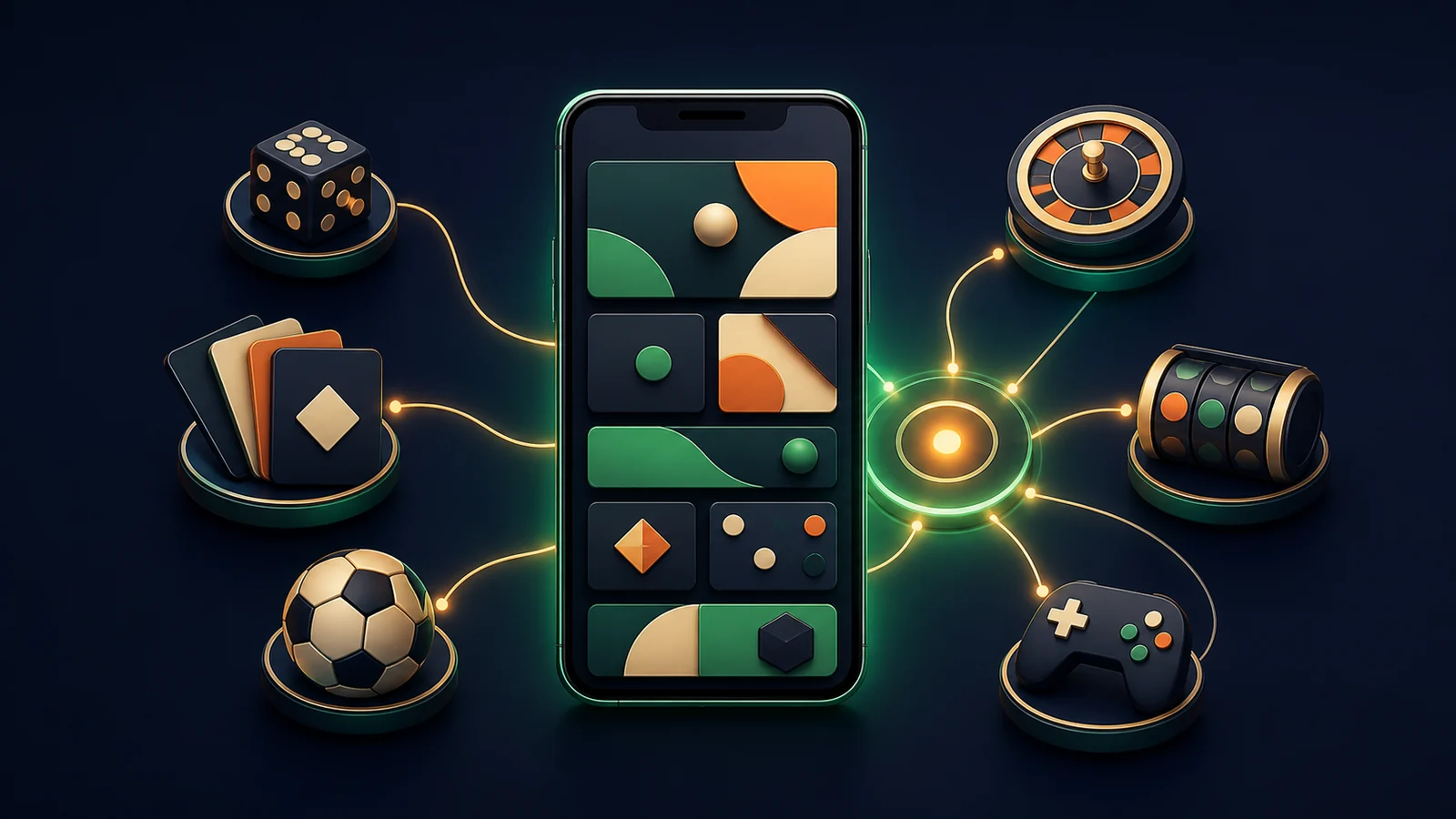 Área Popular e formatos de jogos apresentados em uma experiência móvel da 9096